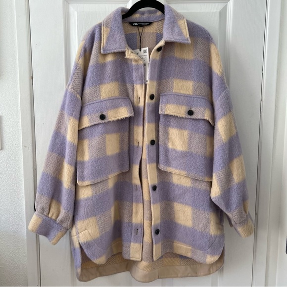 Zara Purple Plaid Overshirt - Picture 8 of 13
